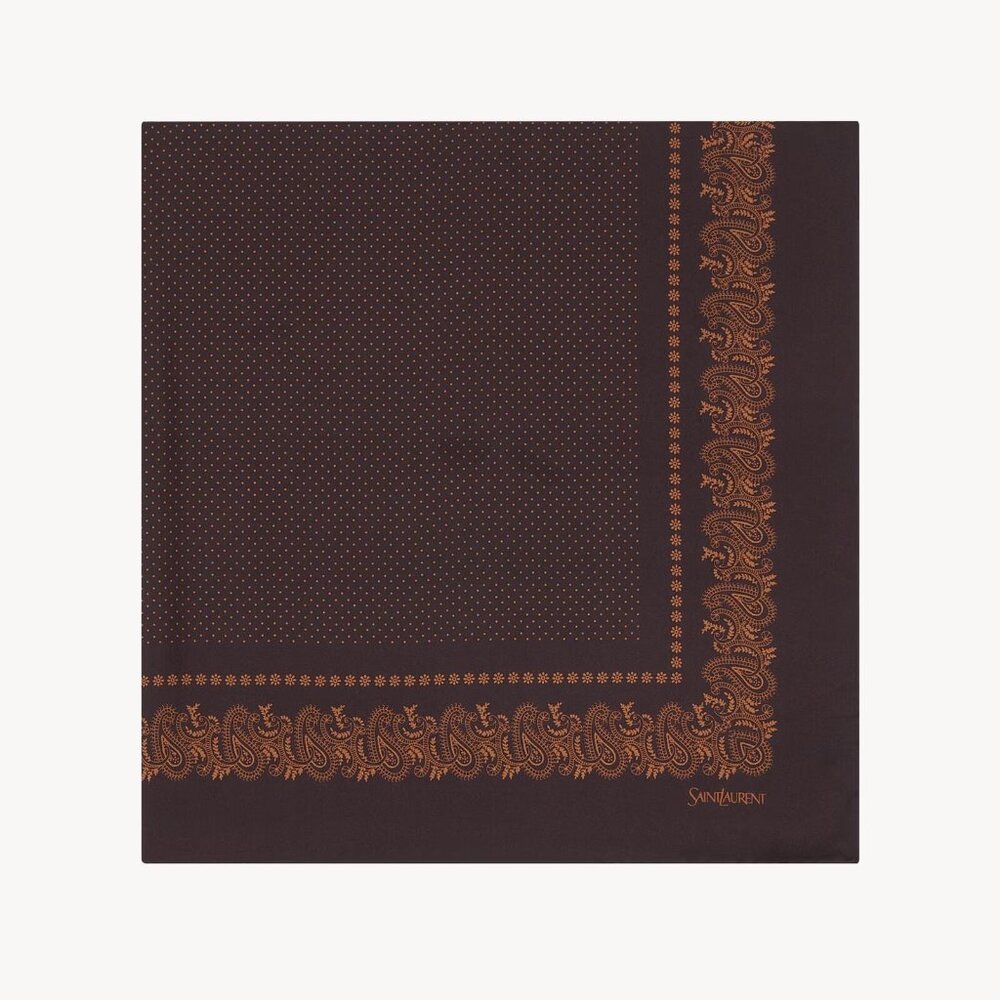 CYBER SALE ‼️  NWT SAINT LAURENT Paisley Silk Twill Square Scarf - Picture 4 of 5